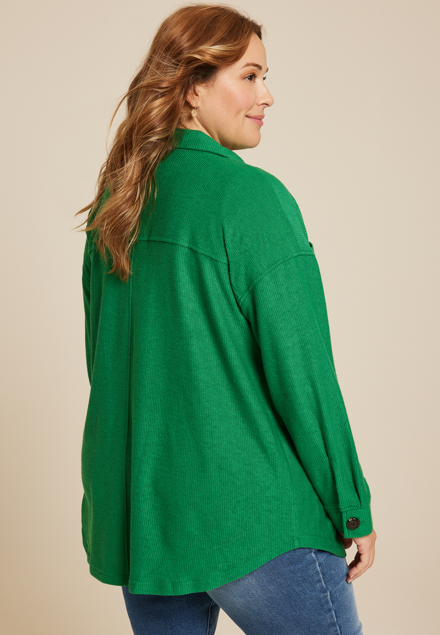 Plus Size Collegiate Textured Shacket, C8783, large