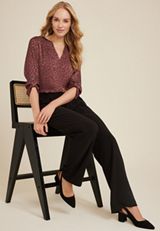 Atwood 3/4 Sleeve Popover Blouse, COCONUT SHELL, small