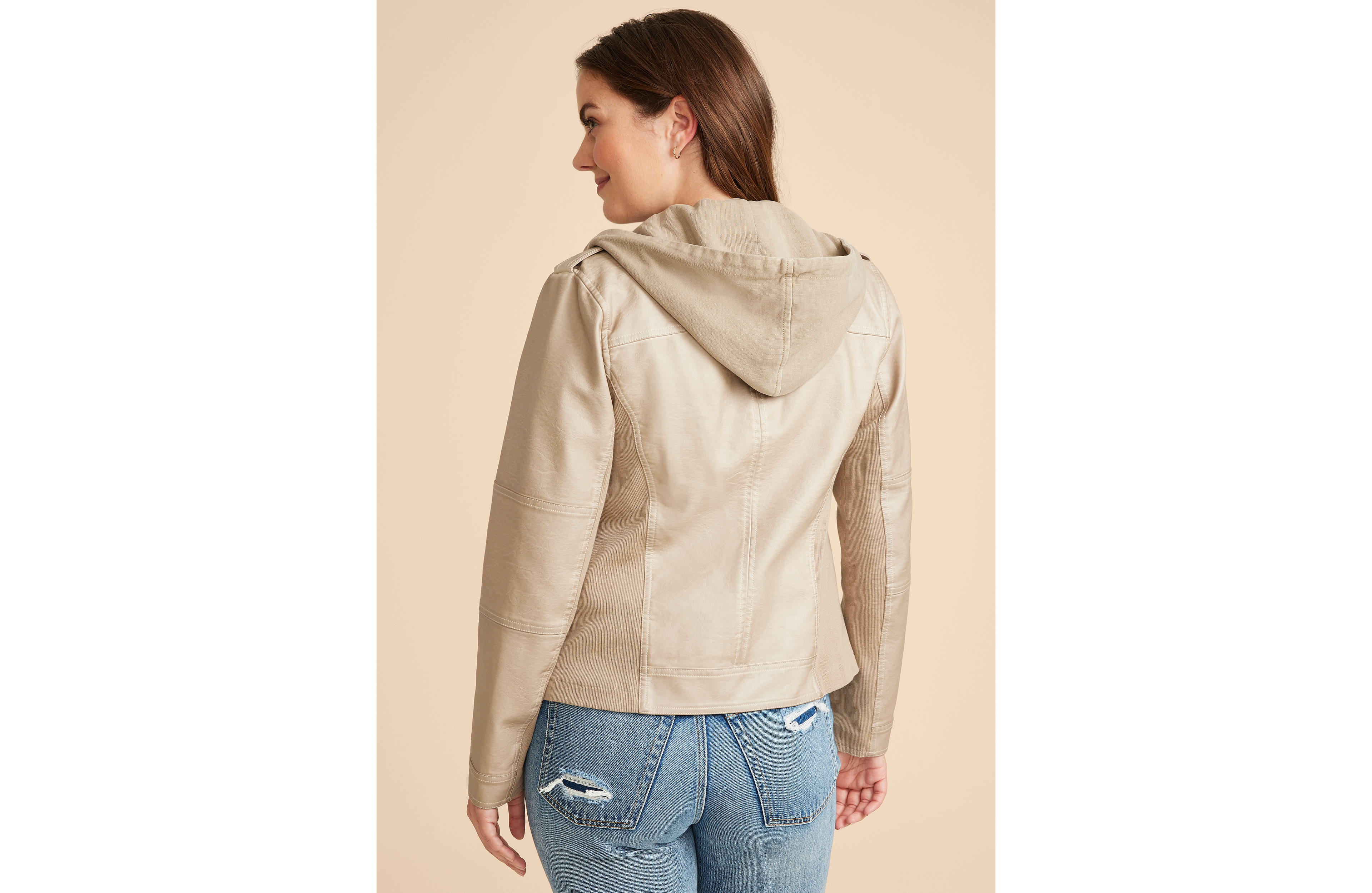 Hooded Faux Leather Jacket