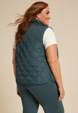 Plus Size Featherweight Quilted Vest, TEAL, small