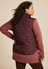 Plus Size Featherweight Quilted Vest, BROWN RUM, small