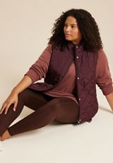 Plus Size Featherweight Quilted Vest, BROWN RUM, small
