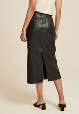 Faux Leather High Rise Midi Skirt, C106, small