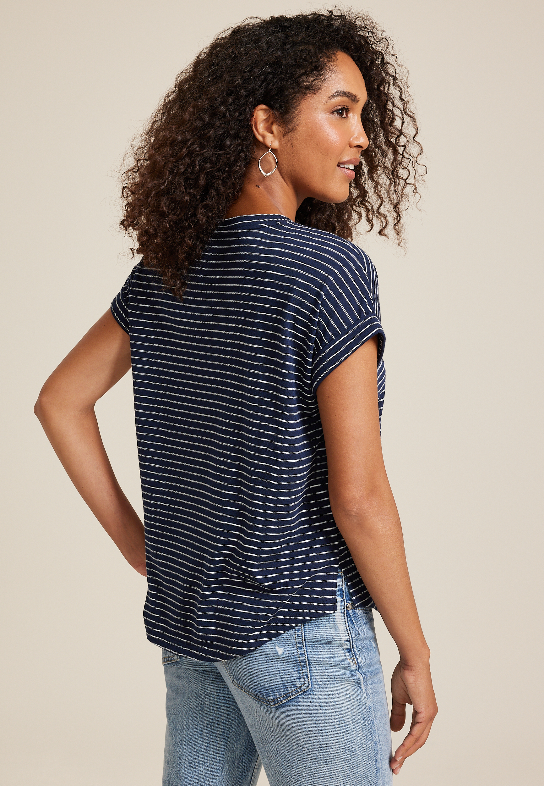 24/7 Clara Textured Short Sleeve Tee, C1919, large