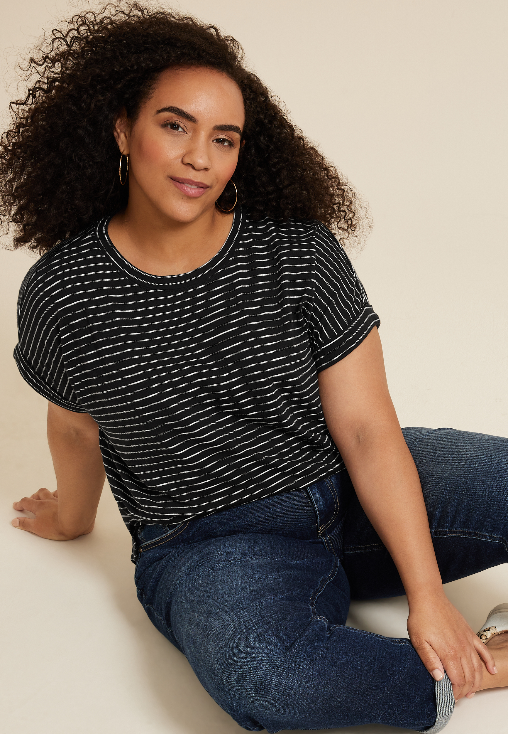 Plus 24/7 Clara Textured Short Sleeve Tee