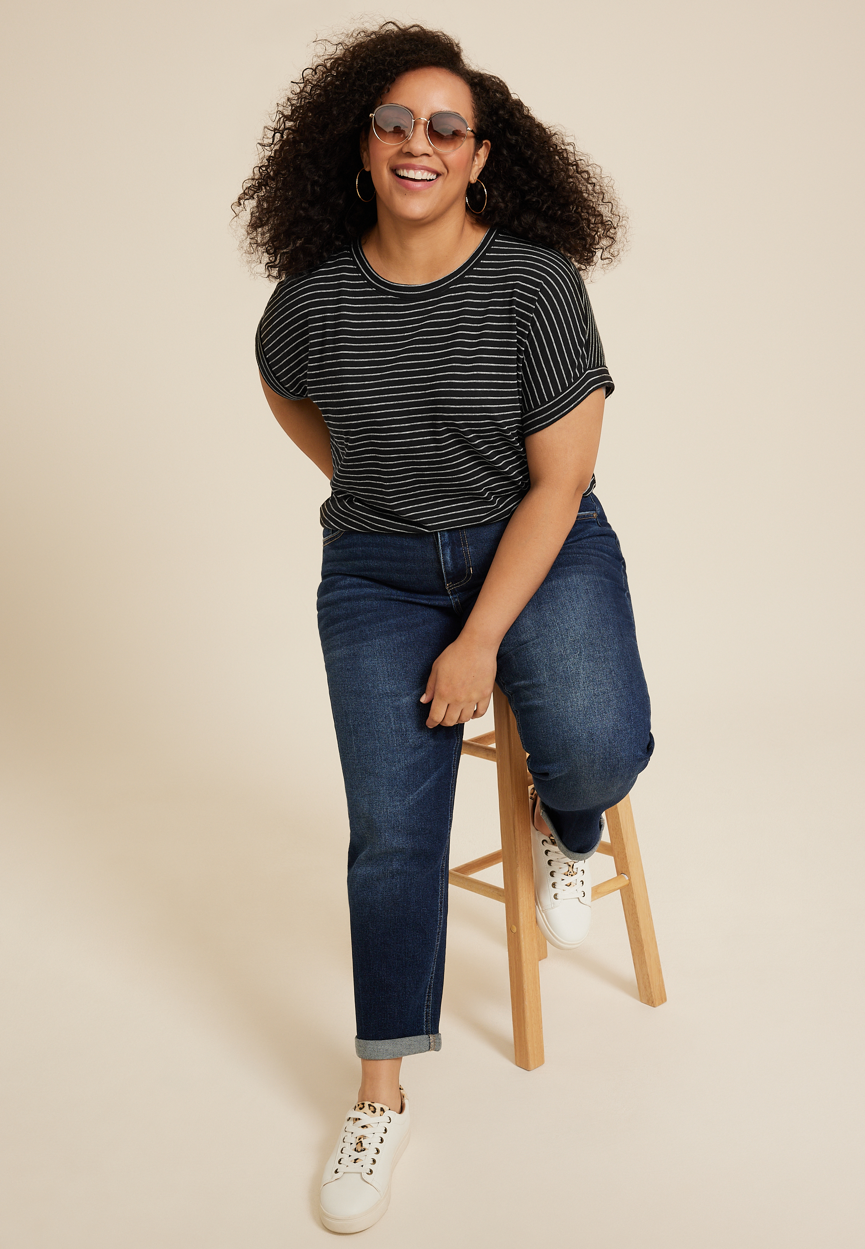 Plus 24/7 Clara Textured Short Sleeve Tee