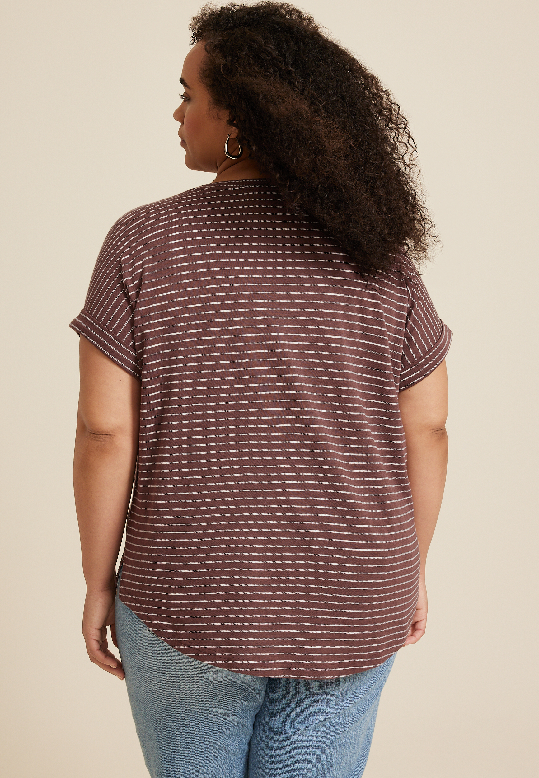 Plus Size 24/7 Clara Textured Short Sleeve Tee, C4839, large