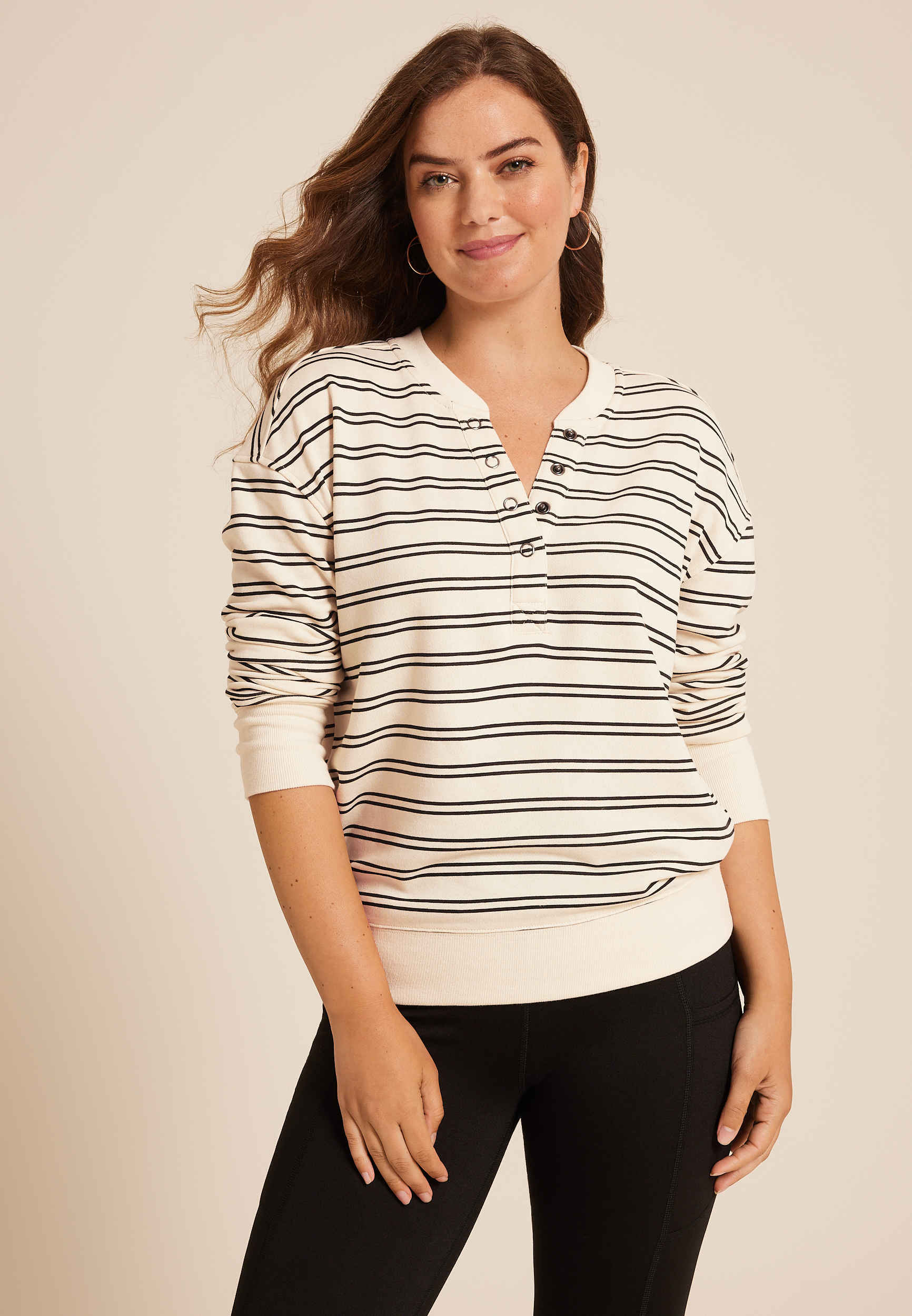 Striped Henley Pullover