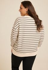 Plus Size Striped Henley Pullover, C3986, small