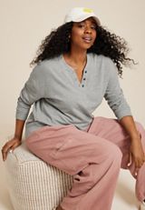 Plus Size Henley Pullover, C3348, small
