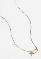 Gold Faith Fish Necklce, GOLD, small