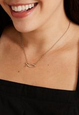 Gold Faith Fish Necklce, GOLD, small