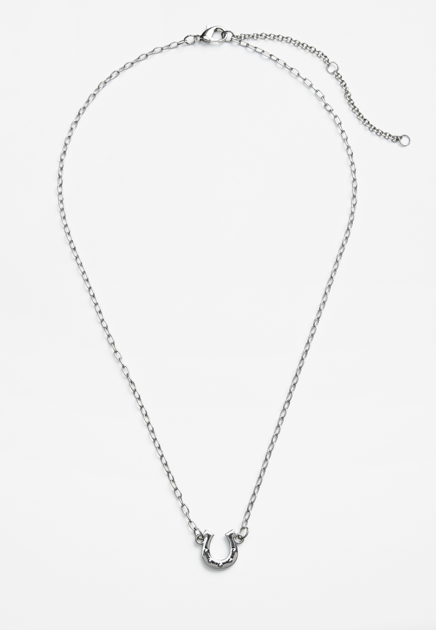 Silver Horseshoe Pendant Necklace, C431, large