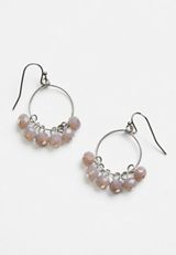 Mini Taupe Beaded Hoop Earrings, C211, small