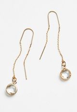 Gold Crystal Threader Earrings, GOLD, small