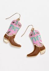Pink Cowboy Boot Drop Earrings, C595, small