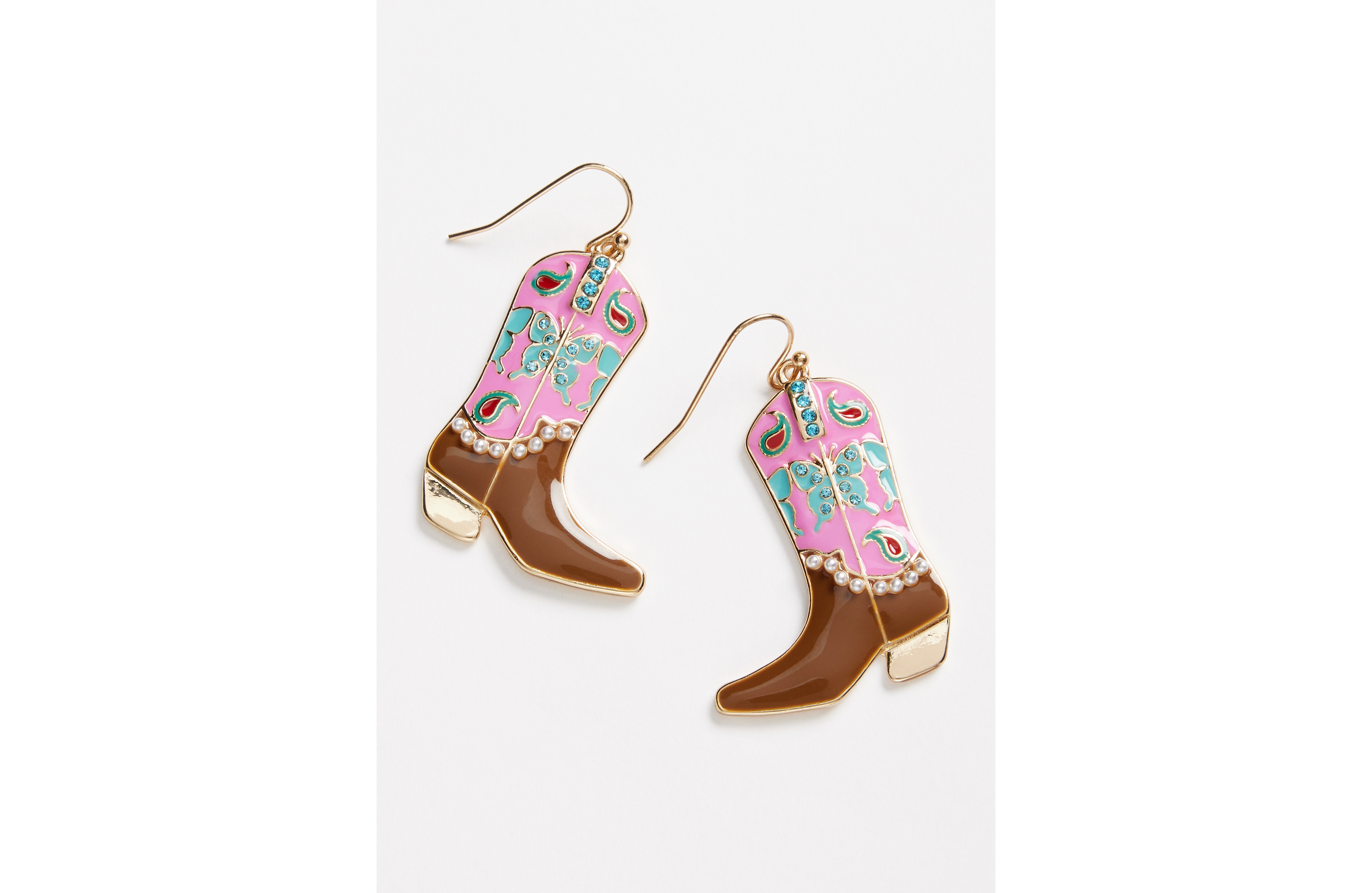 Pink Cowboy Boot Drop Earrings