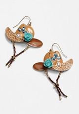 Cowboy Hat Drop Earrings, BROWN, small