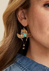 Cowboy Hat Drop Earrings, BROWN, small