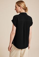 Dolman Short Sleeve Button Down Blouse, C106, small