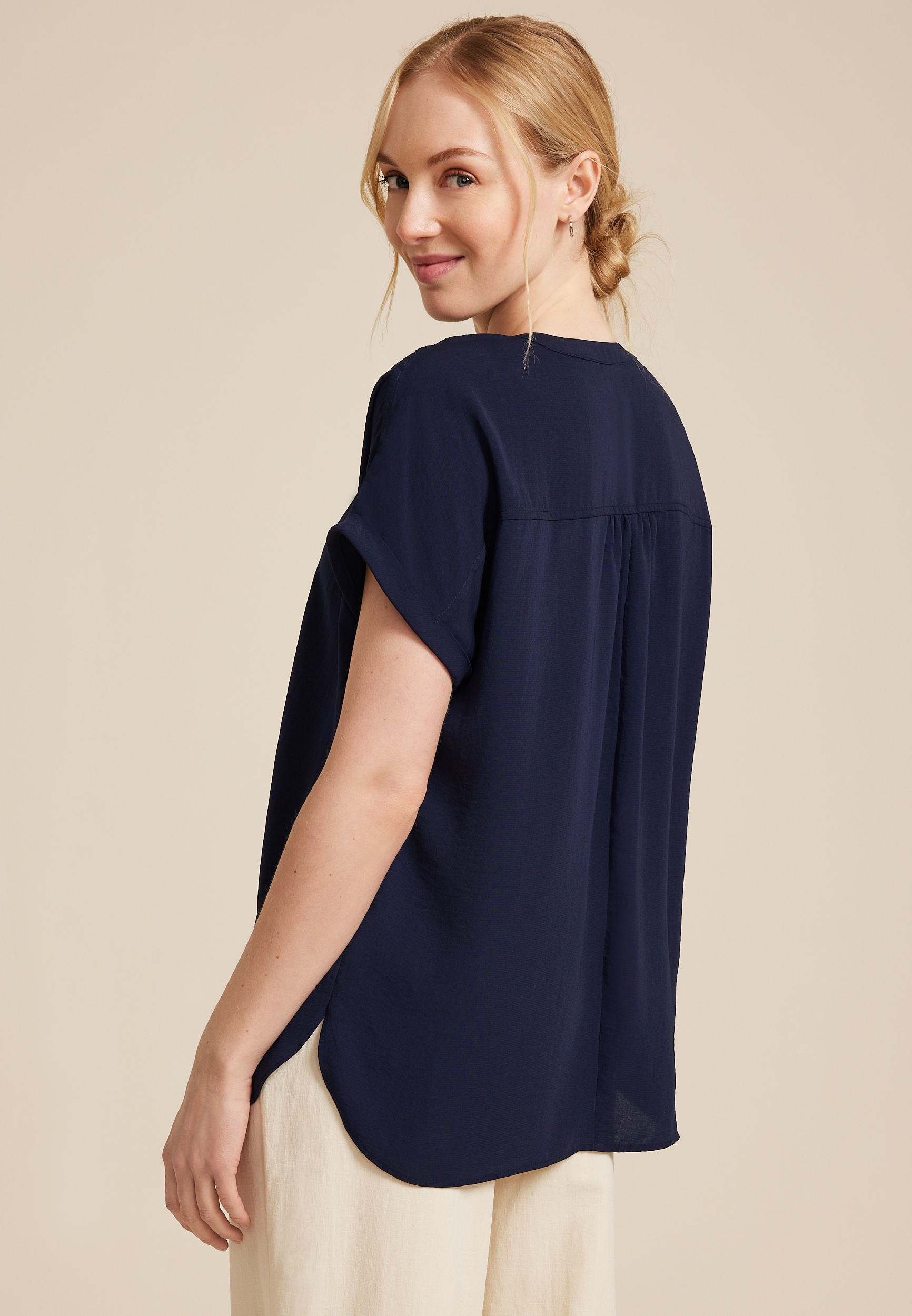 Dolman Notch Neck  Short Sleeve Blouse, C1919, large