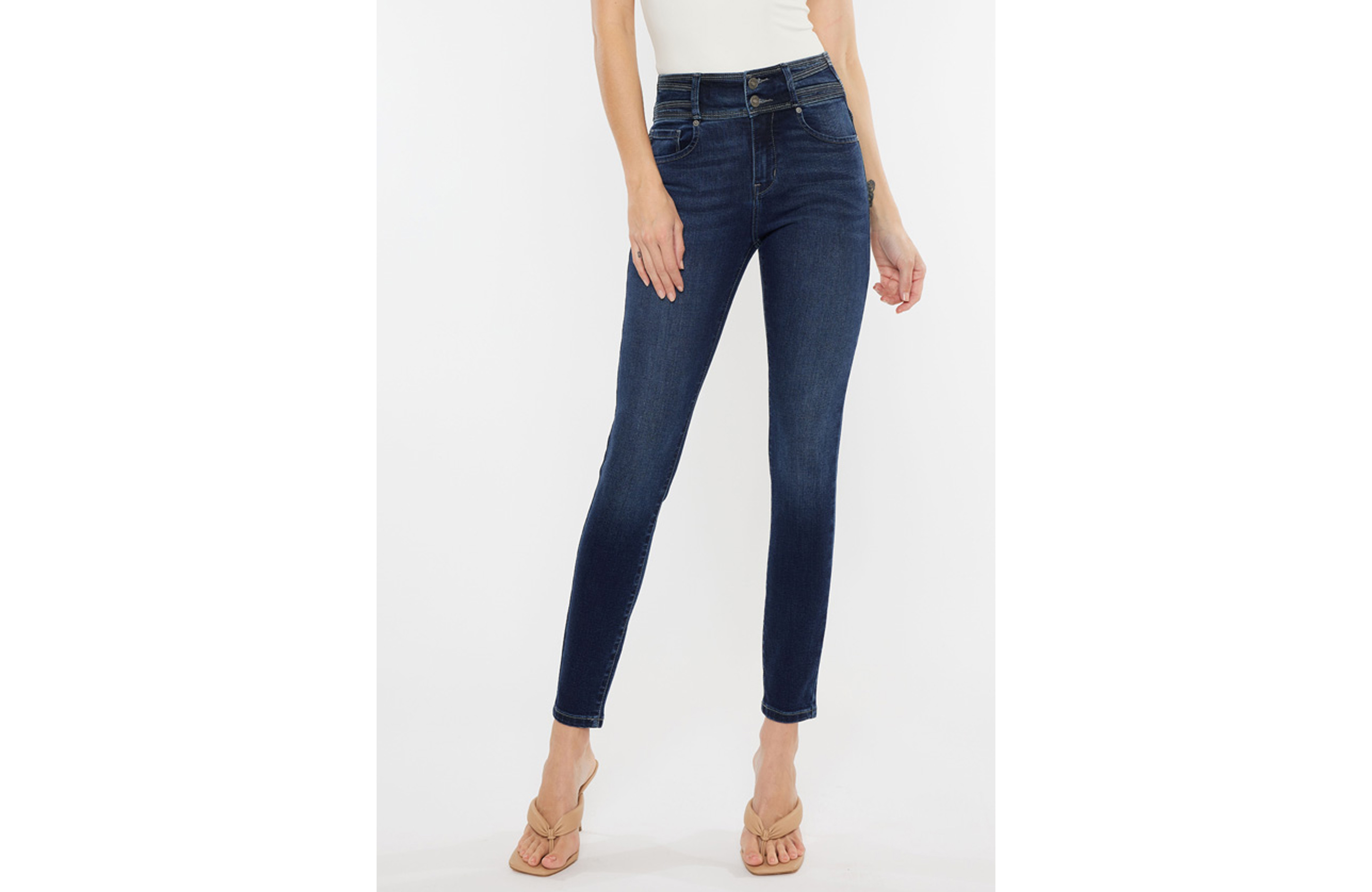 KanCan™ High Rise Double Button Skinny Jean
