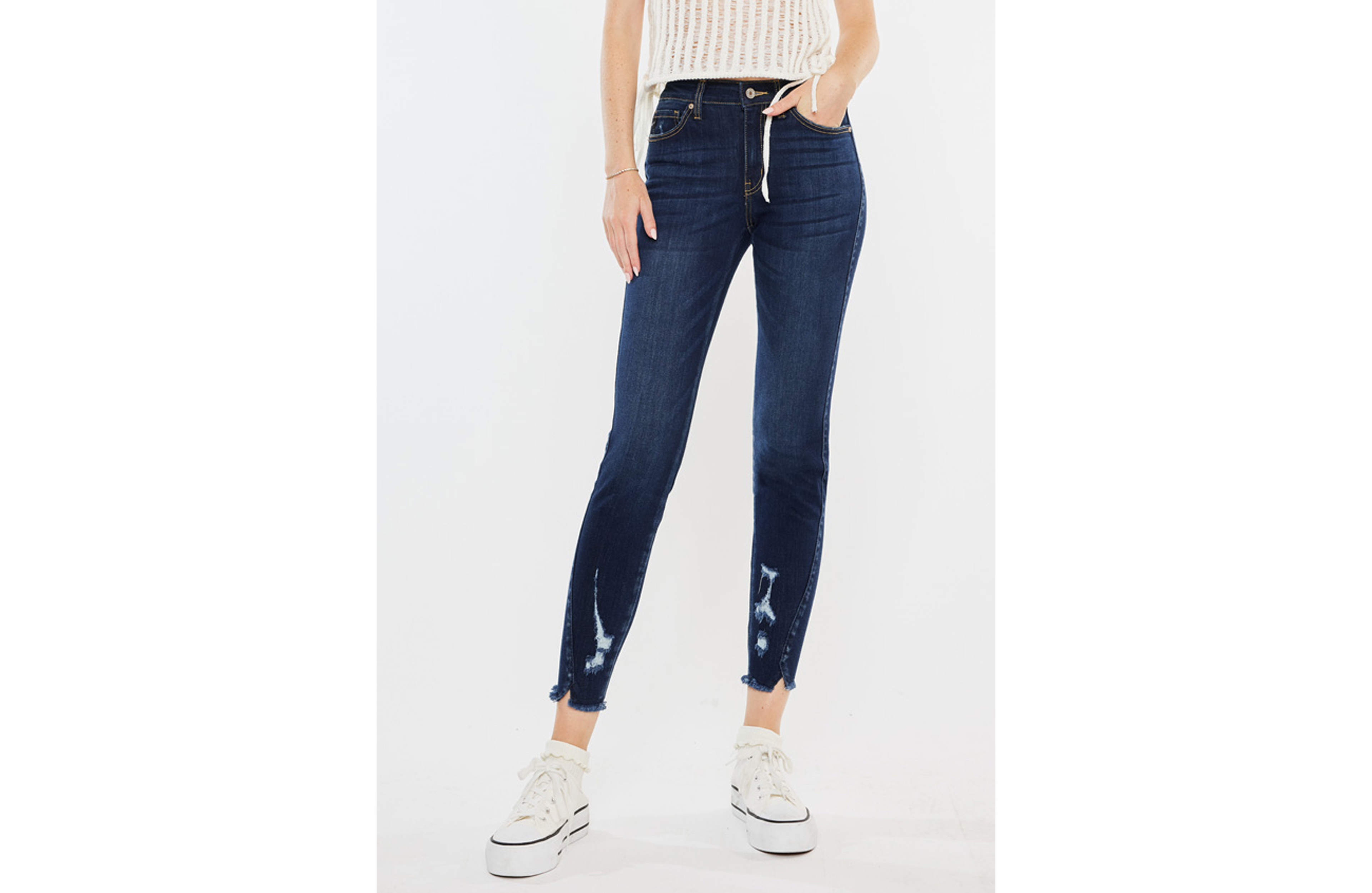 KanCan™ Ripped Mid Rise Skinny Ankle Jean