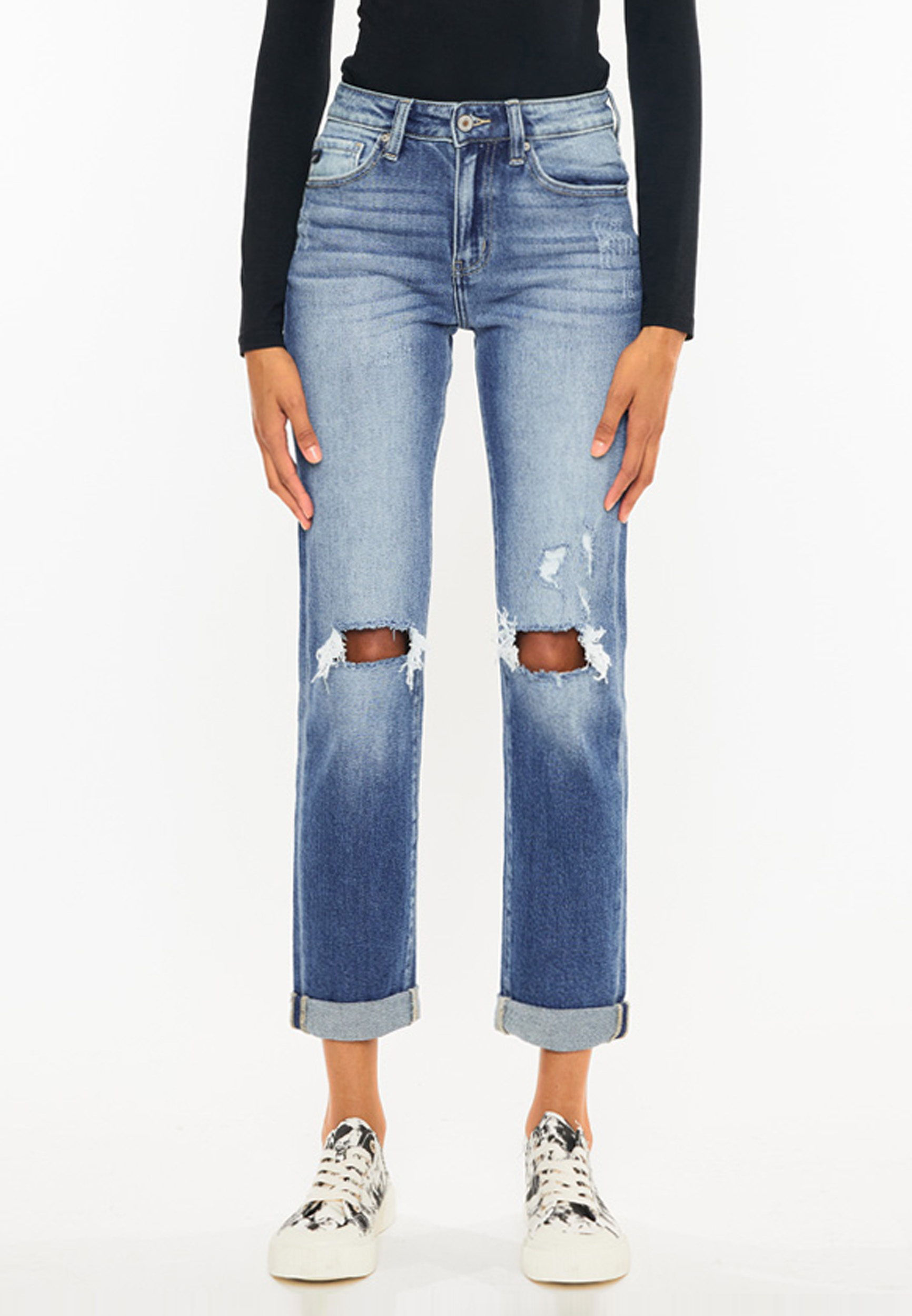 KanCan&trade; High Rise Open Ripped Slim Straight Jean, C3337, large