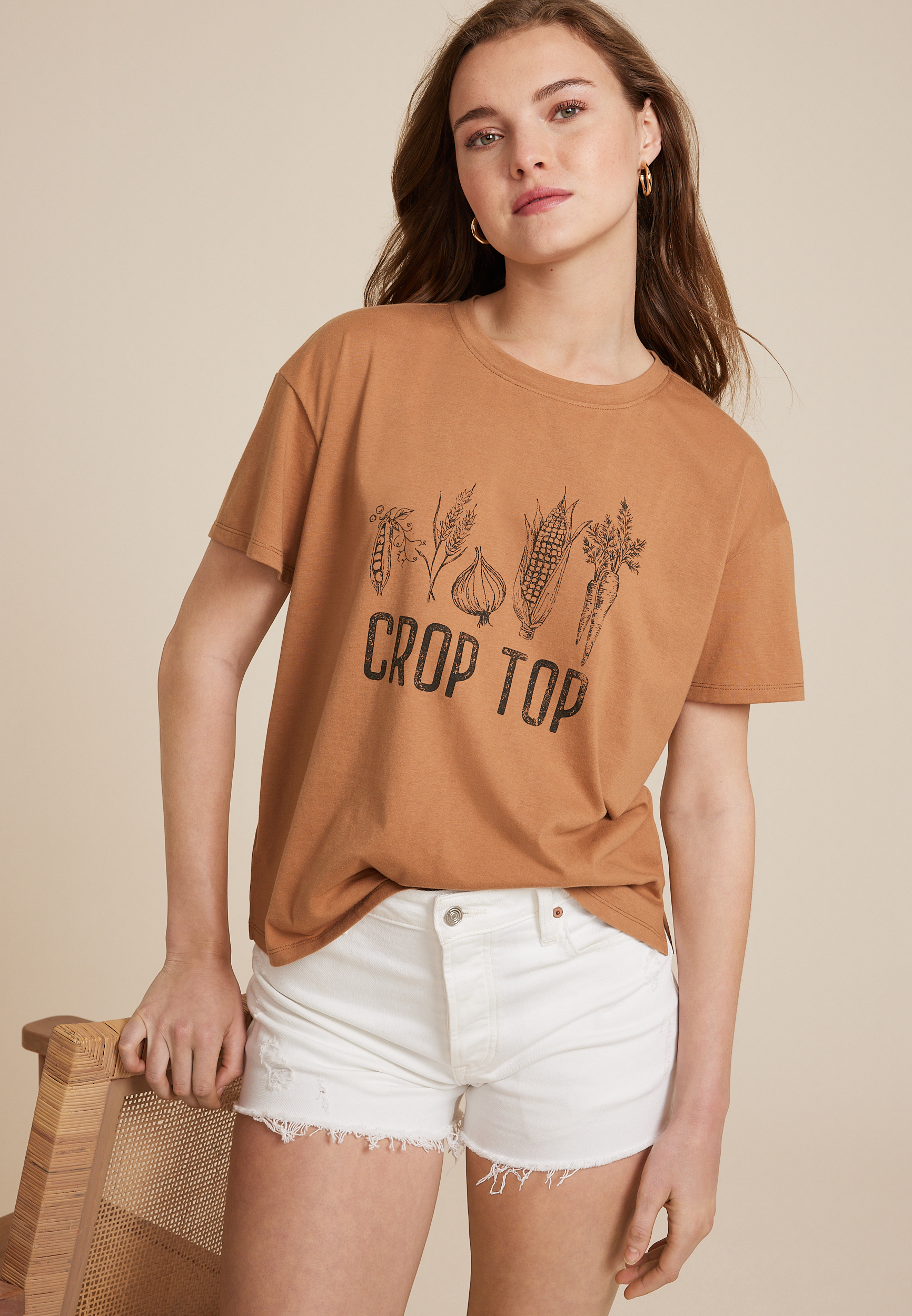 Crop Top Relaxed Fit Graphic Tee maurices