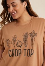Plus Size Crop Top Relaxed Fit Graphic Tee, C4750, small