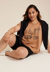 Plus Size Crop Top Relaxed Fit Graphic Tee, C4750, small