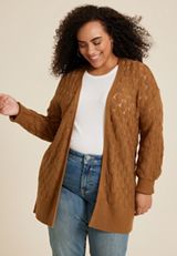 Plus Size Diamond Stitch Cardigan, C9839, small