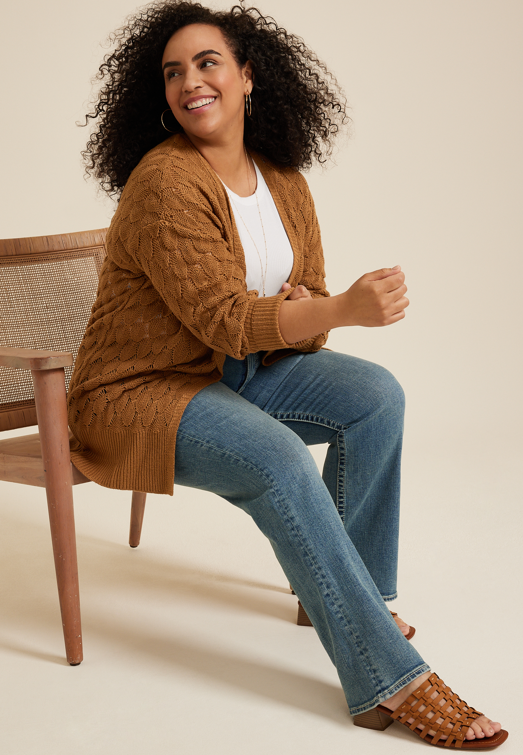 Plus Size Diamond Stitch Cardigan, C9839, large