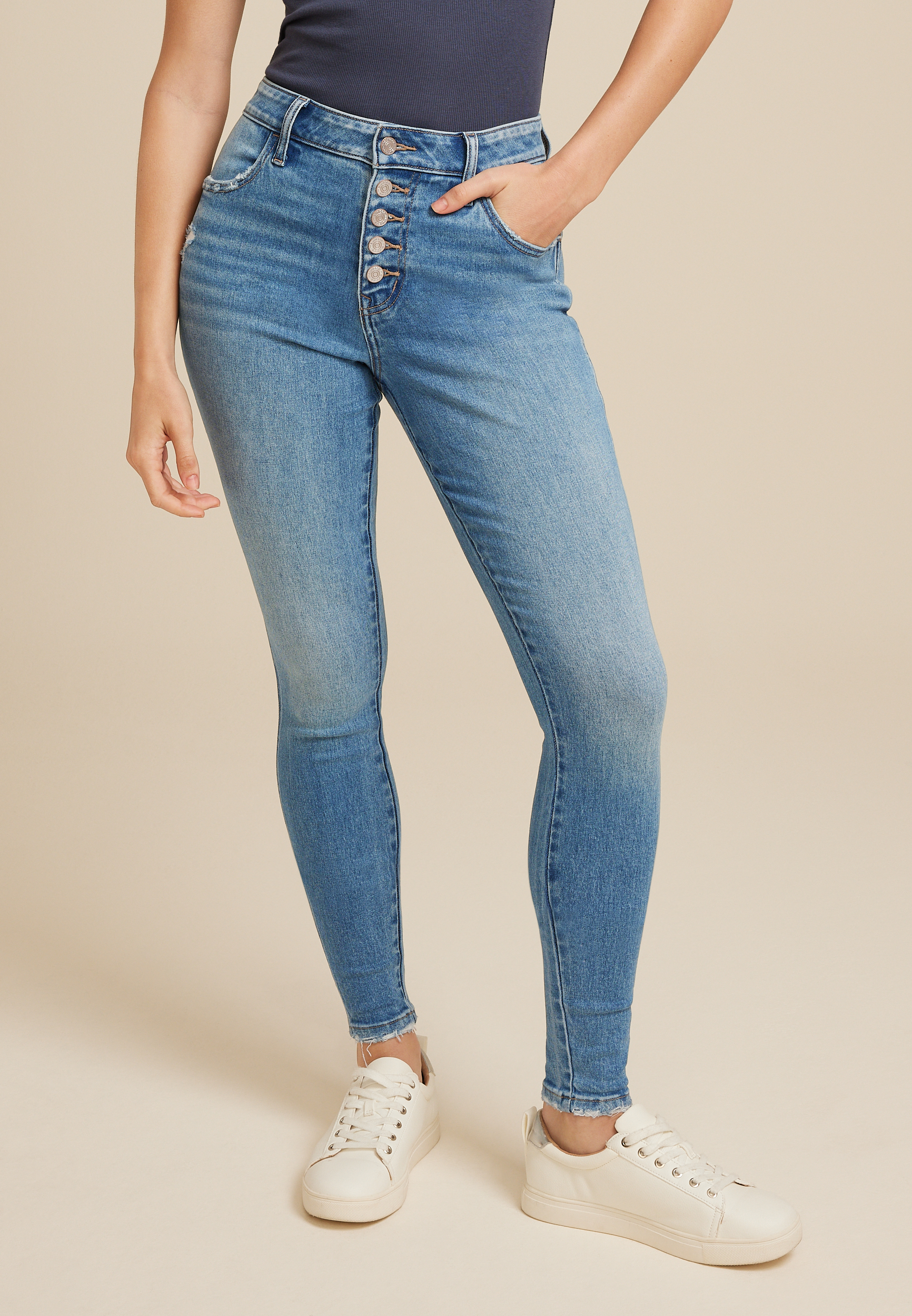 m jeans by maurices™ High Rise Curvy Button Fly Jegging