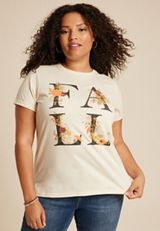 Plus Size Floral Fall Classic Fit Graphic Tee, C254, small