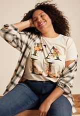Plus Size Floral Fall Classic Fit Graphic Tee, C254, small