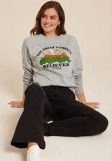 Peanuts The Great Pumpkin Believer Relaxed Fit Sweatshirt, LIGHT HEATHER GRAY, small