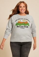Plus Size Peanuts The Great Pumpkin Believer Oversized Fit Sweatshirt, C3348, small