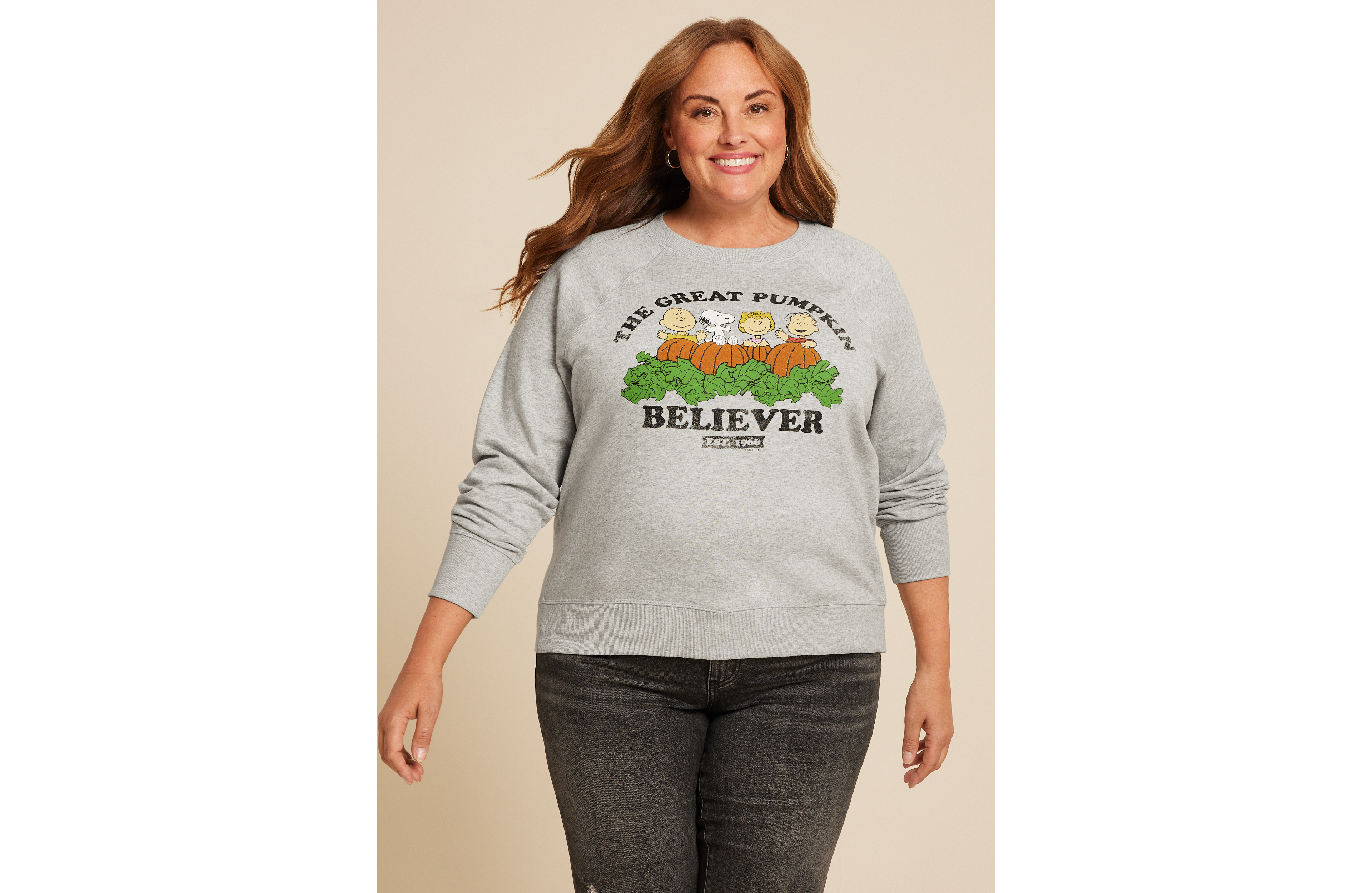 Plus Peanuts The Great Pumpkin Believer Oversized Fit Sweatshirt