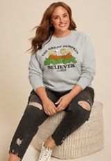 Plus Size Peanuts The Great Pumpkin Believer Oversized Fit Sweatshirt, C3348, small