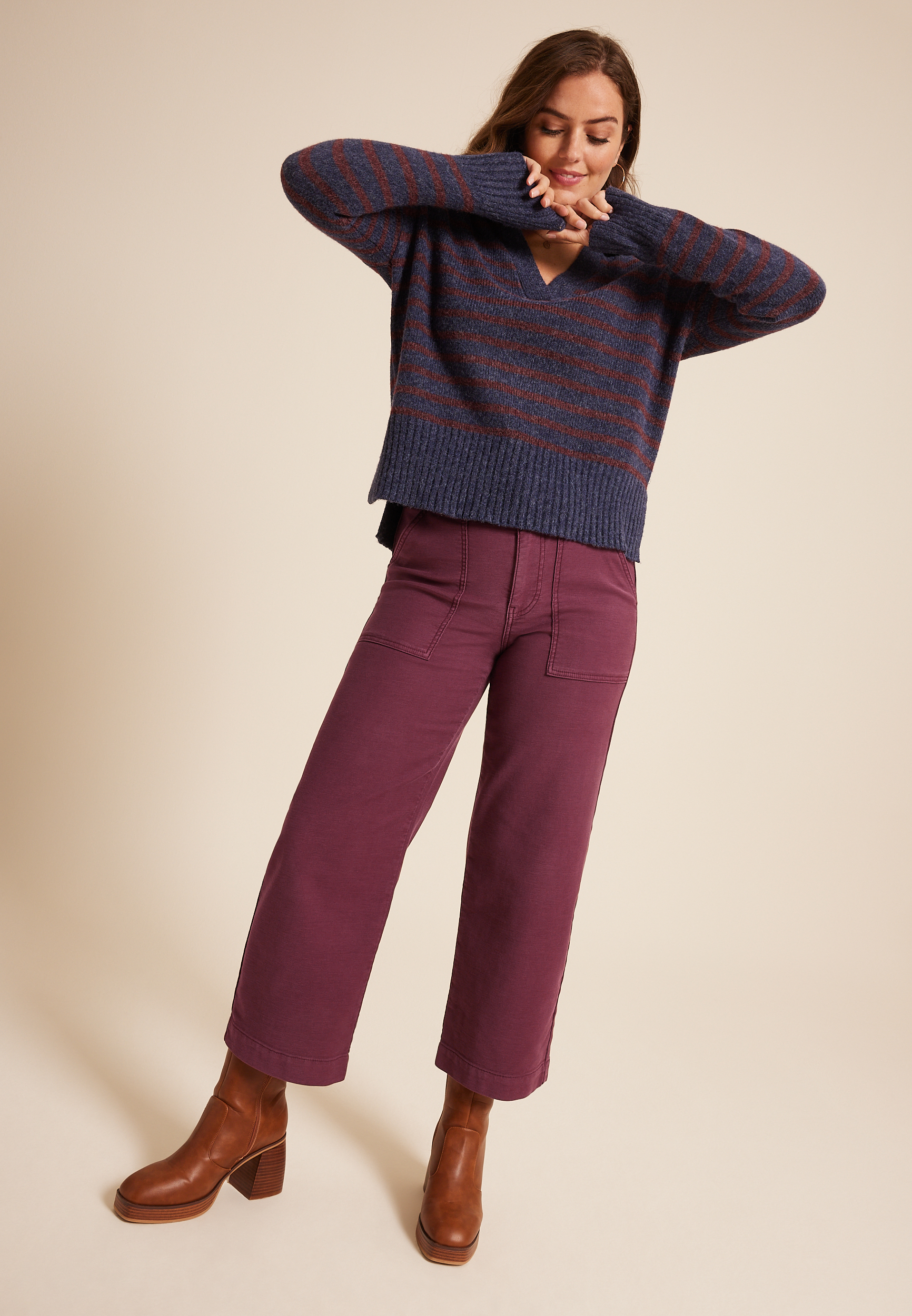 Patch Pocket High Rise Wide Leg Pant, C1376, large