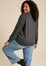 Plus Size Spookyville Pumpkin Patch Relaxed Fit Sweatshirt, PHANTOM BLACK, small