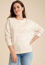 Rhinestone Embellished Relaxed Fit Sweatshirt, C9747, small