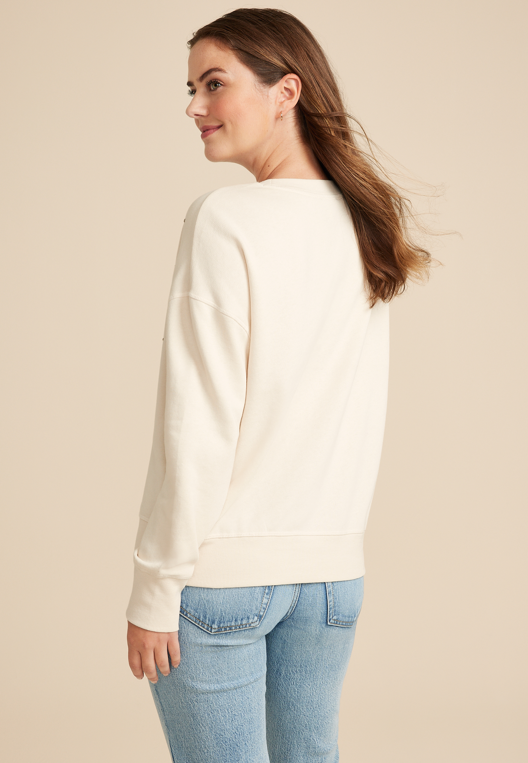 Rhinestone Embellished Relaxed Fit Sweatshirt, C9747, large