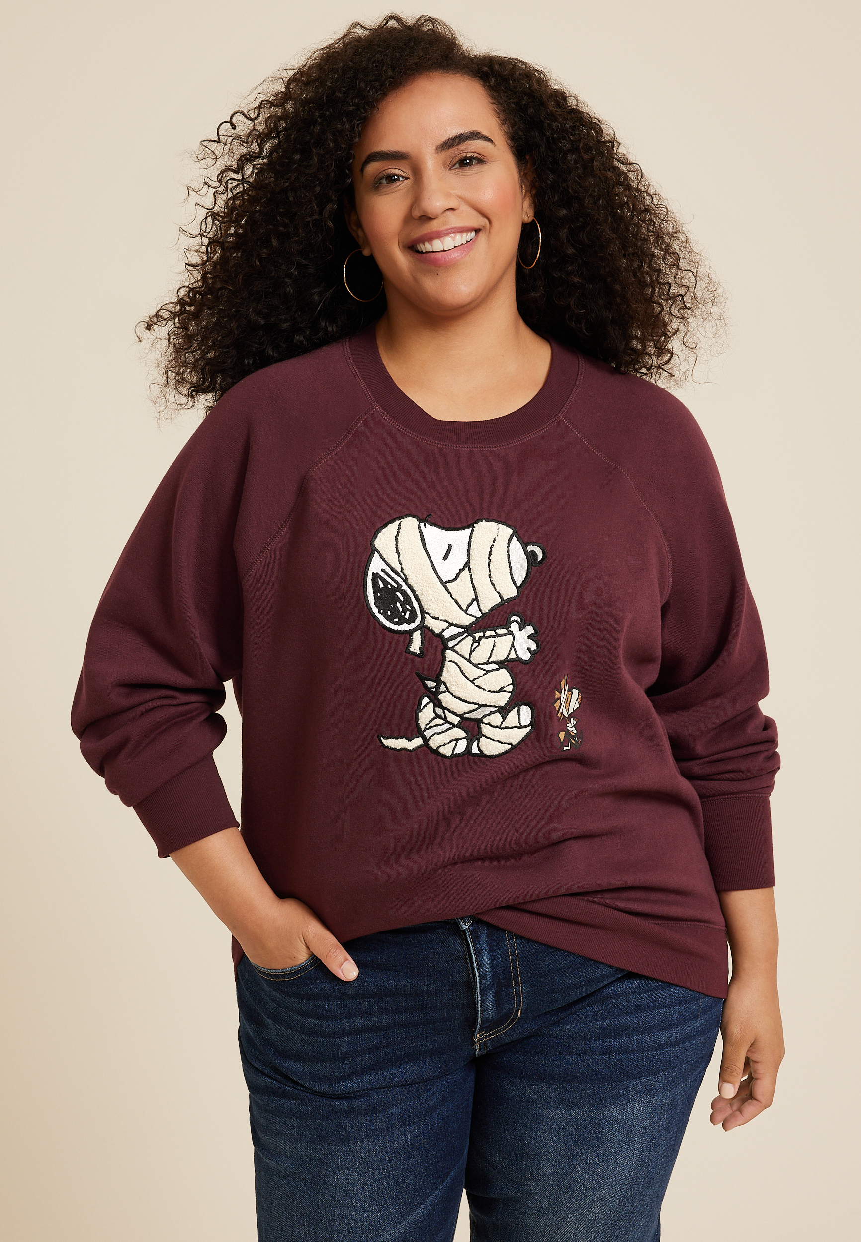 Plus Snoopy Halloween Mummy Relaxed Fit Sweatshirt