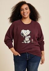Plus Size Snoopy Halloween Mummy Relaxed Fit Sweatshirt, C9735, small