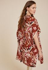 Printed Lace Trim Kimono, C9700, small