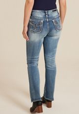 Vigoss&reg; Mid Rise Thick Stitch Bootcut Jean, MEDIUM SANDBLAST, small