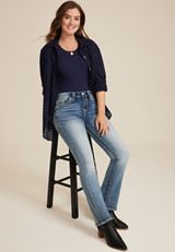 Vigoss&reg; Mid Rise Thick Stitch Bootcut Jean, MEDIUM SANDBLAST, small