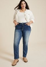 Plus Size Vigoss&reg; High Rise Straight Jean, MEDIUM SANDBLAST, small